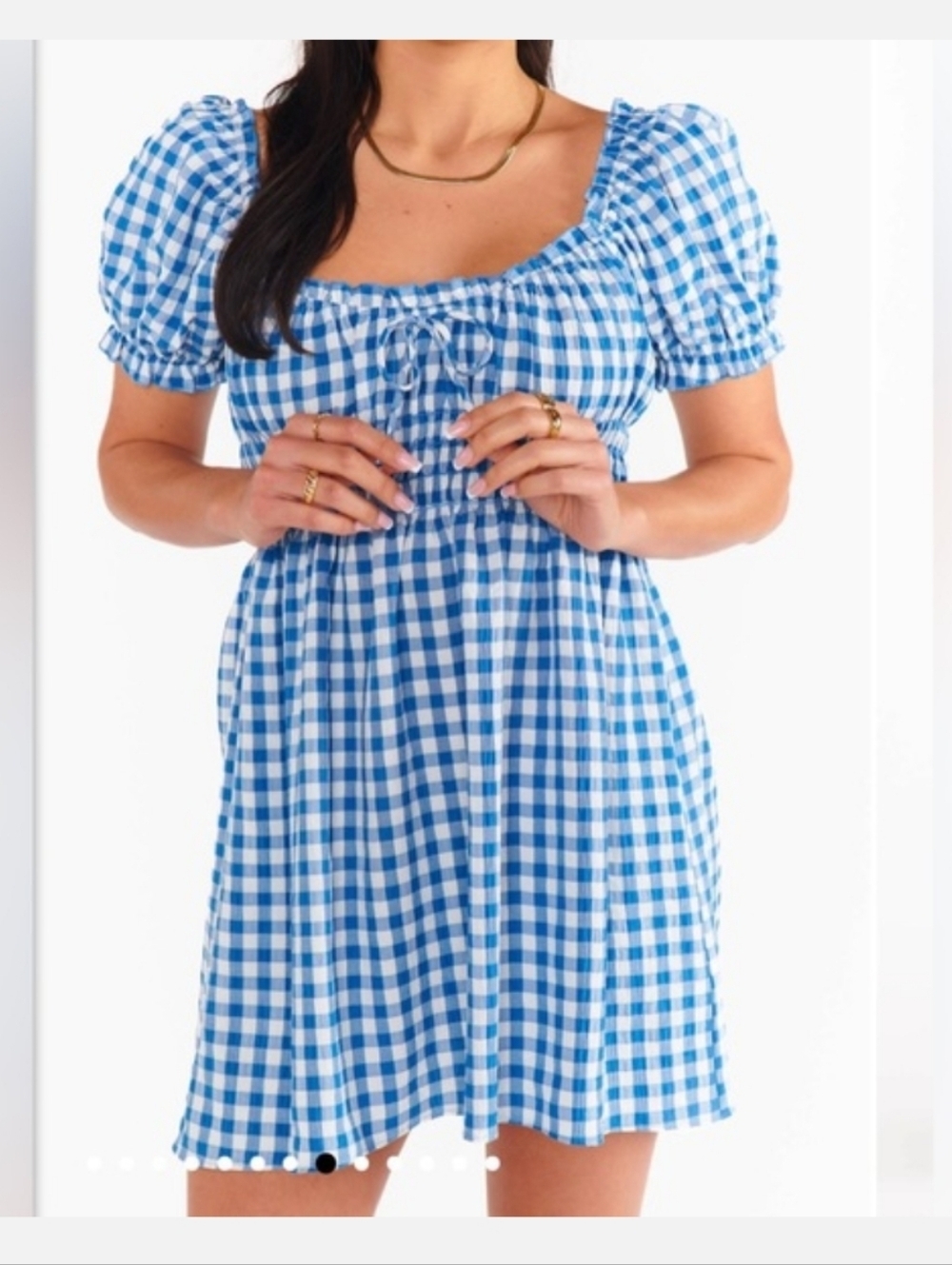 Show Me Your MuMu Blue and White Gingham Mini Dress